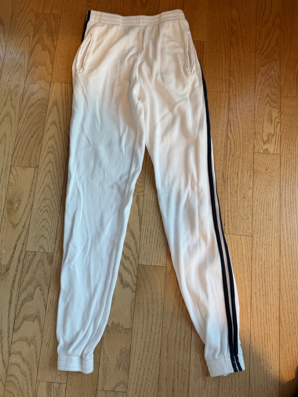 Brandy Melville White Joggers with Black Side Stripes